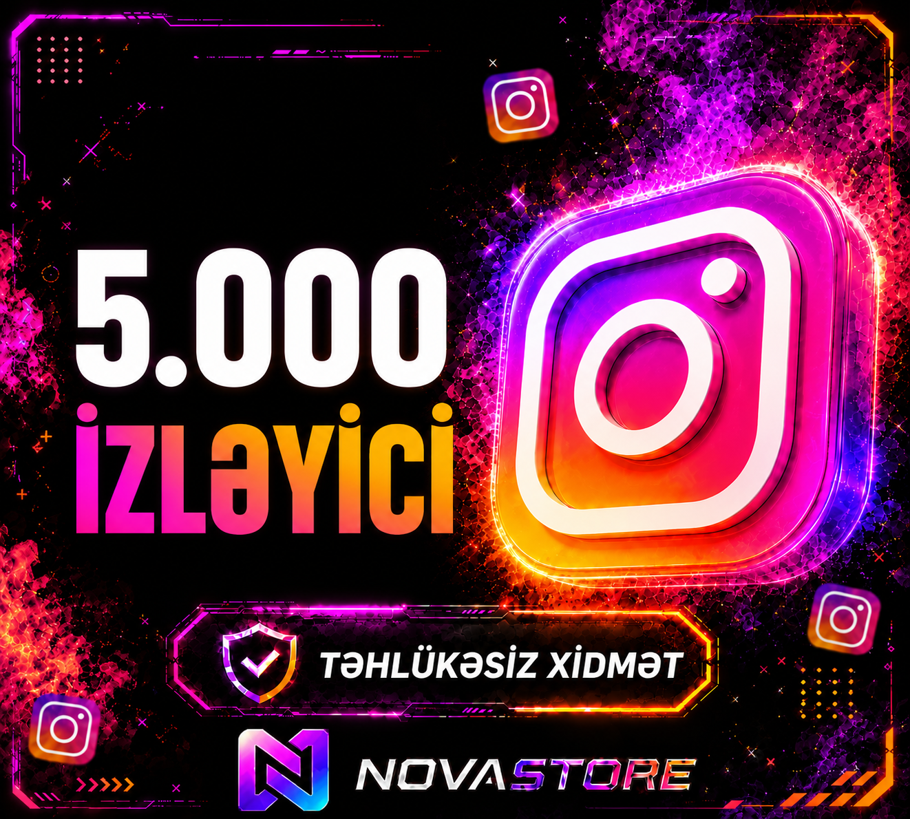 Instagram 5.000 Takipçi - Güvənli